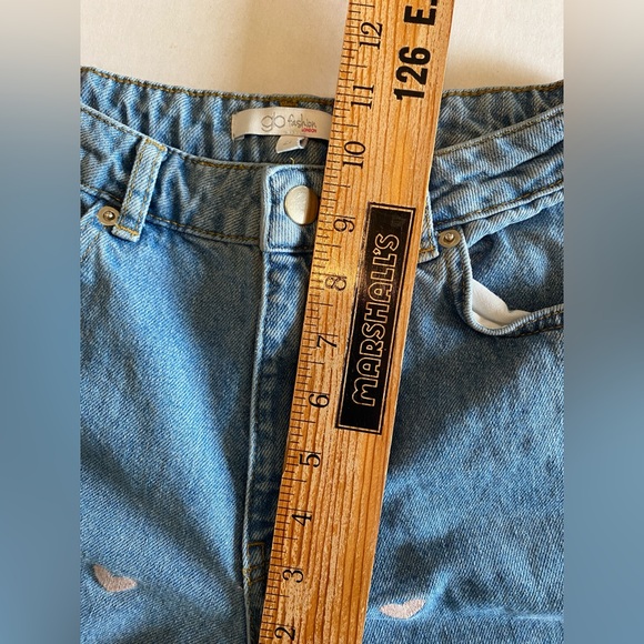 Women's Blue Straight Leg Jeans with Heart Accents - Picture 8 of 11